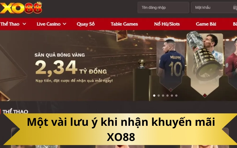 Một vài lưu ý khi nhận khuyến mãi XO88